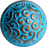 Blue / Copper Cosmic Swirls 5/8" Button Sky Blue #SWC-43
