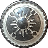 Gray and White Sunrays Button 1/2" Shank Back  #SWC-14