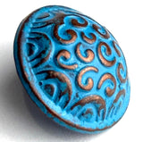 Blue / Copper Cosmic Swirls 5/8" Button Sky Blue #SWC-43