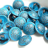 Blue / Copper Cosmic Swirls 5/8" Button Sky Blue #SWC-43