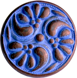 TWO Tiny Purple Periwinkle Patina /Copper Paisley, Shank Back Metal 7/16" Pack of 2 Buttons   #SWC-44