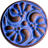 TWO Tiny Purple Periwinkle Patina /Copper Paisley, Shank Back Metal 7/16" Pack of 2 Buttons   #SWC-44