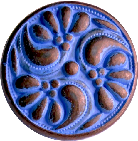 TWO Tiny Purple Periwinkle Patina /Copper Paisley, Shank Back Metal 7/16" Pack of 2 Buttons   #SWC-44