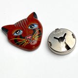 CATS Vintage Wood Folk Art Set of Four Button Covers #MV-59