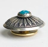 STERLING 5/8" Mesa Sunflower with 'Turquoise' SCREW BACK Concho USA-Made #SW-411