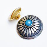 STERLING 5/8" Mesa Sunflower with 'Turquoise' SCREW BACK Concho USA-Made #SW-411