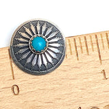 STERLING 5/8" Mesa Sunflower with 'Turquoise' SCREW BACK Concho USA-Made #SW-411