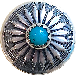 STERLING 5/8" Mesa Sunflower with 'Turquoise' SCREW BACK Concho USA-Made #SW-411