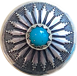 STERLING 5/8" Mesa Sunflower with 'Turquoise' SCREW BACK Concho USA-Made #SW-411