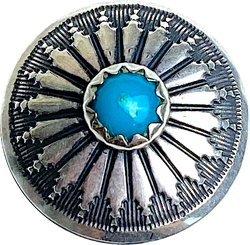 STERLING 5/8" Mesa Sunflower with 'Turquoise' SCREW BACK Concho USA-Made #SW-411