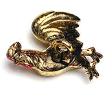 Last One, Rooster Shiny Gold Metal Button 3/4" by Susan Clarke  #144