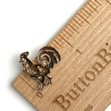 Last One, Rooster Shiny Gold Metal Button 3/4" by Susan Clarke  #144