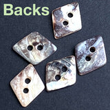 Moonrise MOP Shell Vintage Diamond-Shape Buttons, 5/8" x 1/2" Two-Hole Set of 6, 1940's  #BK-07