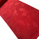 Red Jacquard Leaves with Cherry Blossoms, Lustrous Kimono Silk from Japan By the Yard   #329