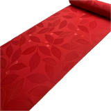 Red Jacquard Leaves with Cherry Blossoms, Lustrous Kimono Silk from Japan By the Yard   #329