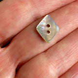 Moonrise MOP Shell Vintage Diamond-Shape Buttons, 5/8" x 1/2" Two-Hole Set of 6, 1940's  #BK-07