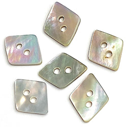 Moonrise MOP Shell Vintage Diamond-Shape Buttons, 5/8" x 1/2" Two-Hole Set of 6, 1940's  #BK-07