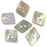 Moonrise MOP Shell Vintage Diamond-Shape Buttons, 5/8" x 1/2" Two-Hole Set of 6, 1940's  #BK-07