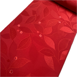 Red Jacquard Leaves with Cherry Blossoms, Lustrous Kimono Silk from Japan By the Yard   #329