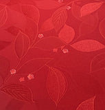 Red Jacquard Leaves with Cherry Blossoms, Lustrous Kimono Silk from Japan By the Yard   #329