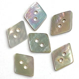 Moonrise MOP Shell Vintage Diamond-Shape Buttons, 5/8" x 1/2" Two-Hole Set of 6, 1940's  #BK-07