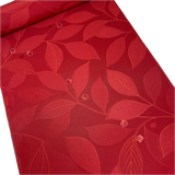 Red Jacquard Leaves with Cherry Blossoms, Lustrous Kimono Silk from Japan By the Yard   #329
