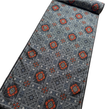 Black/Red/Grey Ikat Camellias Handwoven Vintage Murayama Oshima Tsumugi Silk from Japan By the Yard #330