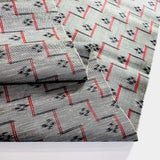 REMNANT Black/Gray/Red Rustic Handwoven Kasuri Ikat Vintage Kimono Silk from Japan 14" X 43" # 819