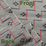 REMNANT Black/Gray/Red Rustic Handwoven Kasuri Ikat Vintage Kimono Silk from Japan 14" X 43" # 819