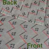 REMNANT Black/Gray/Red Rustic Handwoven Kasuri Ikat Vintage Kimono Silk from Japan 14" X 43" # 819