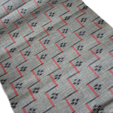 REMNANT Black/Gray/Red Rustic Handwoven Kasuri Ikat Vintage Kimono Silk from Japan 14" X 43" # 819