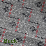 REMNANT Black/Gray/Red Rustic Handwoven Kasuri Ikat Vintage Kimono Silk from Japan 14" X 43" # 819