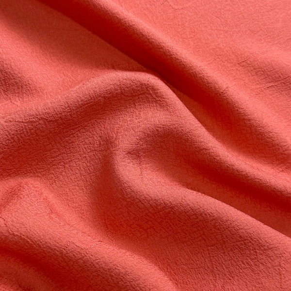 Coral / Salmon Washi-Look Vintage Chirimen Crepe Silk from Japan By the Yard #331