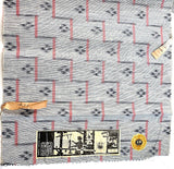 REMNANT Black/Gray/Red Rustic Handwoven Kasuri Ikat Vintage Kimono Silk from Japan 14" X 43" # 819