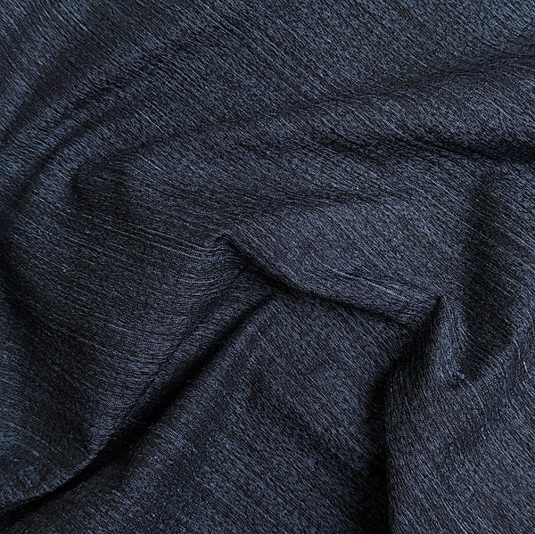 Indigo Sleet Melange, Vintage Midnight Dark Blue/Black Kimono Silk From Japan By the Yard  #332