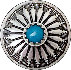 STERLING 5/8" Mesa Sunflower with 'Turquoise' SCREW BACK Concho USA-Made #SW-411