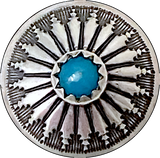 STERLING 5/8" Mesa Sunflower with 'Turquoise' SCREW BACK Concho USA-Made #SW-411
