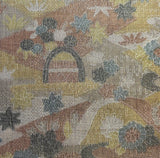 Gardens and Village in the Mist Oshima Tsumugi Vintage Kimono Silk from Japan By the Yard #334