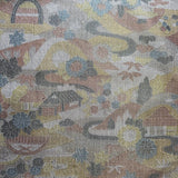 Gardens and Village in the Mist Oshima Tsumugi Vintage Kimono Silk from Japan By the Yard #334