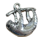 Sloth Charm/Pendant, Shiny Silver Metal, 3/4"  #MV-2