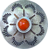 Desert Primrose 3/4" Slightly Rustic Concho Style Button, "Coral" Stone, Shank Back USA-Made  #SW-222