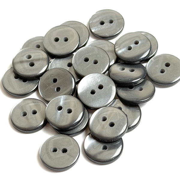 Pack of 24 Faux MOP Shell 2-Hole Buttons, Grey 9/16" / 14mm  #SK-1912