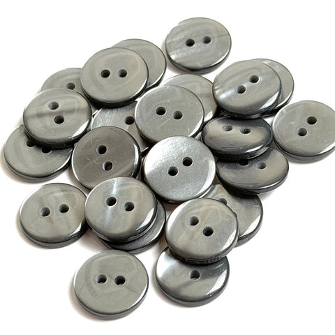 Pack of 24 Faux MOP Shell 2-Hole Buttons, Grey 9/16" / 14mm  #SK-1912