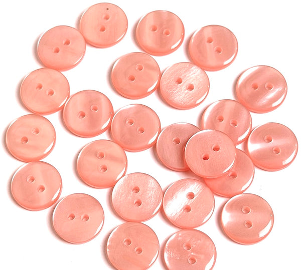 Pack of 24 Faux MOP Shell 2-Hole Buttons, Peach 9/16" / 14mm  #SK-1914