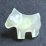 Tiny Dog, Vintage Pearly Off-White Faux Shell Carved Polyester 1970's 1/2" Button  #SK-764