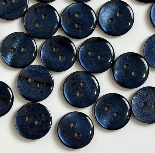 Pack of 24 Faux MOP Shell 2-Hole Buttons, Iridescent Indigo 9/16" / 14mm  #SK-1917