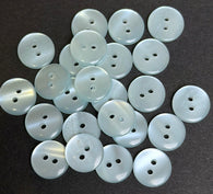 Pack of 24 Faux MOP Shell 2-Hole Buttons, Light Blue 9/16" / 14mm  #SK-1918
