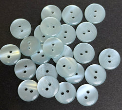 Pack of 24 Faux MOP Shell 2-Hole Buttons, Light Blue 3/8" / 10mm  #SK-1903