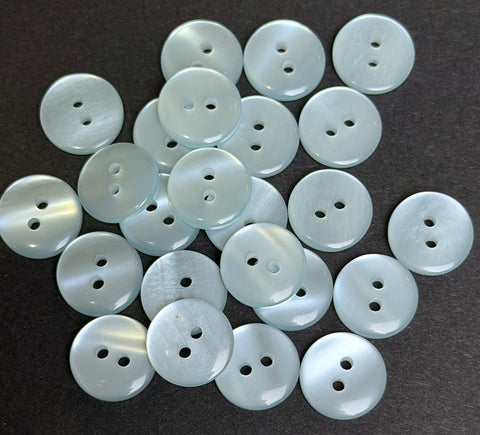 Pack of 24 Faux MOP Shell 2-Hole Buttons, Light Blue 9/16" / 14mm  #SK-1918
