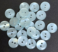 Pack of 24 Faux MOP Shell 2-Hole Buttons, Light Blue 9/16" / 14mm  #SK-1918